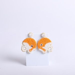 Tennessee Vols Beaded Orange Football Helmet Gameday Earrings